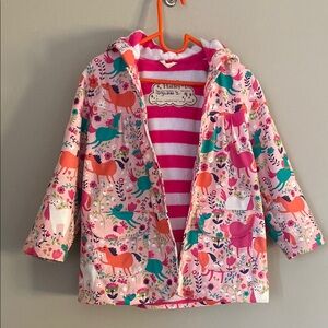 Hatley Pink Horses Girls Raincoat Size 4